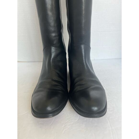 Coach Maely Soft Black Leather Knee High Riding  Gold Buckle Accent Boots Sz 8.5 - Picture 4 of 15